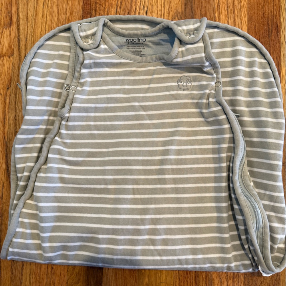 Woolino Sage green Striped Kids Pajamas Sleep Sack